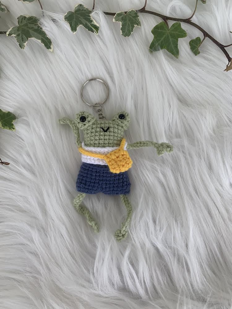 Schlüsselanhänger "Frosch mit Tasche" | Personalisierbar